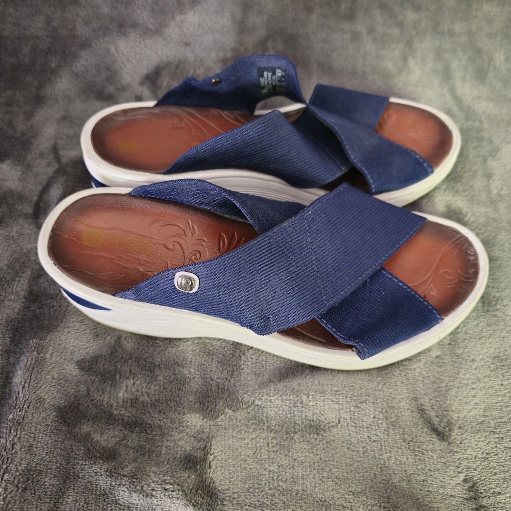 BZEES Navy Blue ELASTIC Cross-Strap Sandals SIZE 6.5